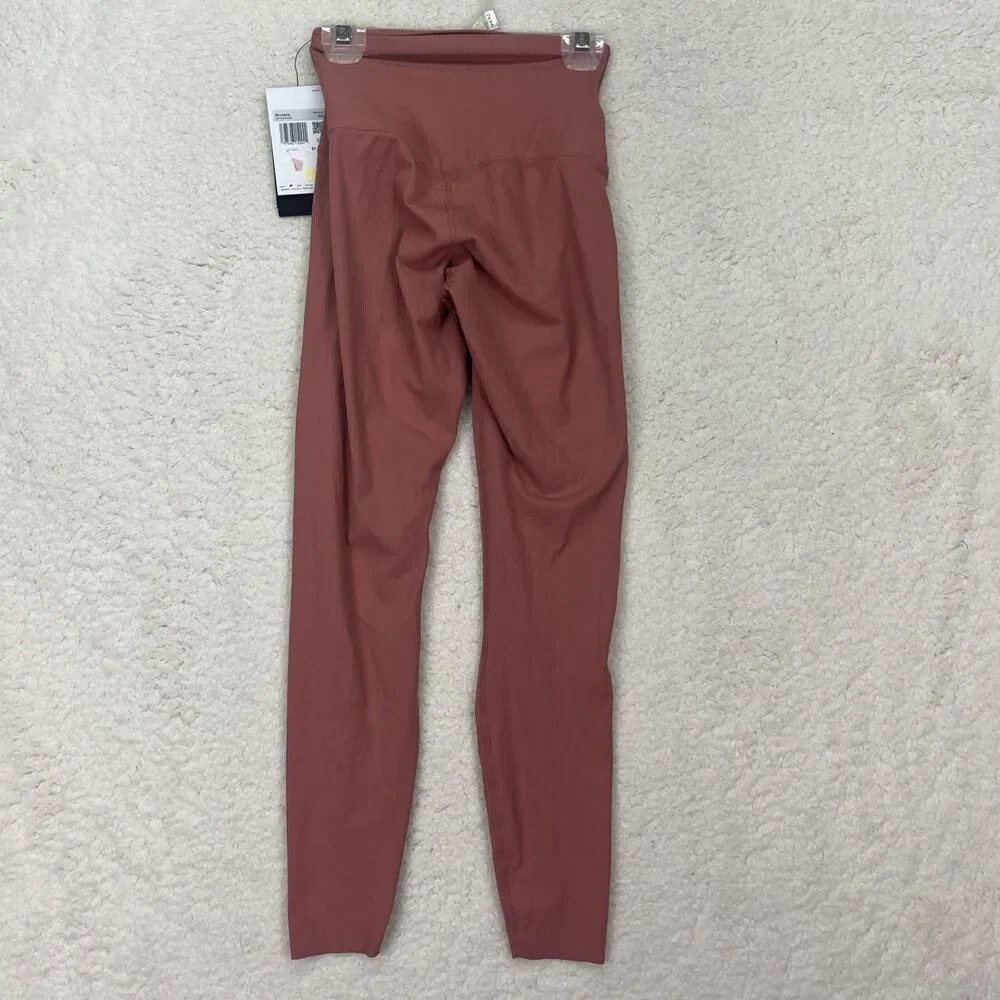 Extra Small Nike Zenvy Rib Gentle-Support High-Waisted 7/8 Leggings Rose Pink